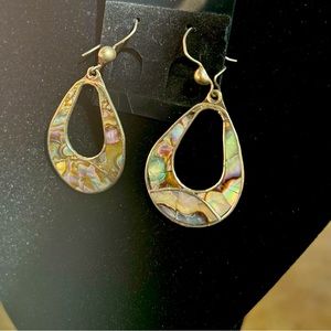 Alabaster on Silver Beautiful Drop Earrings, Mexico